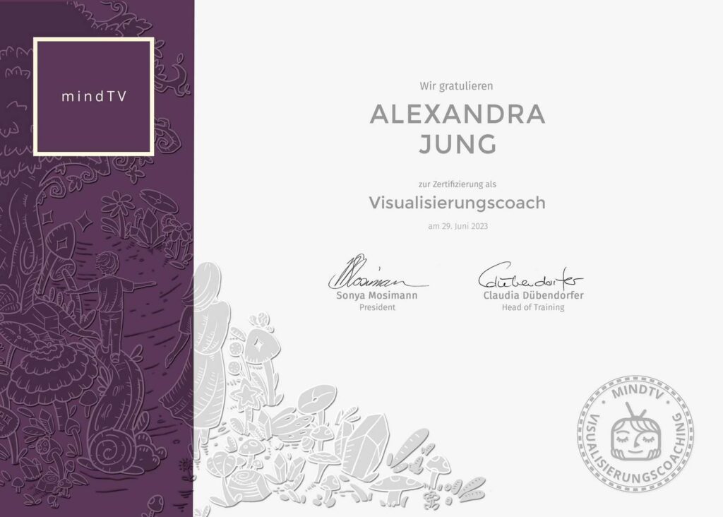 Zertifikat Visualisierungscoach Alexandra Jung - Therapie Heilpraktikerin Hildesheim